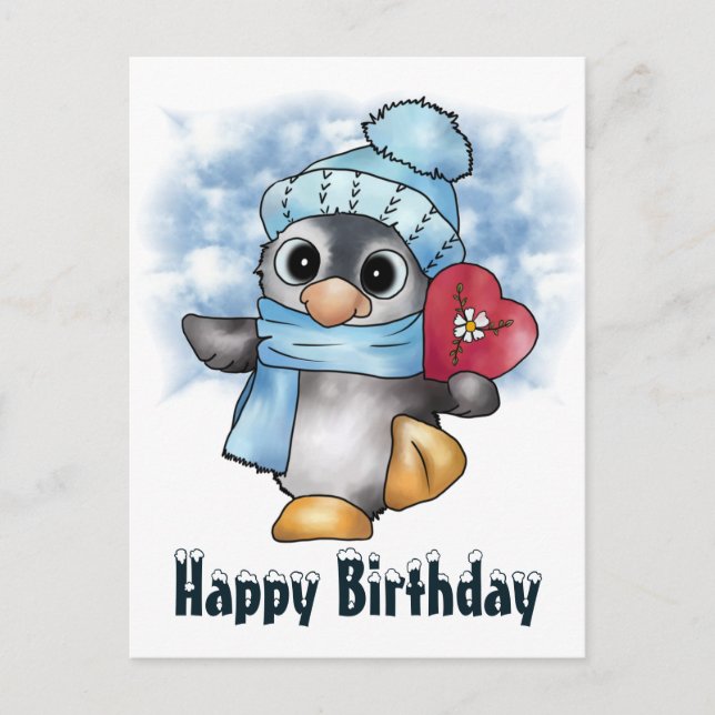 Pinguin mit Herz Vykort (Framsida)