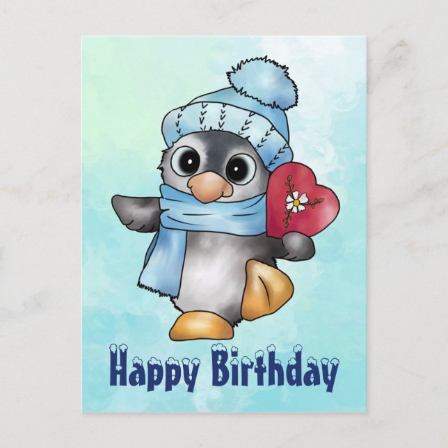 Pinguin mit herz vykort (Framsida)