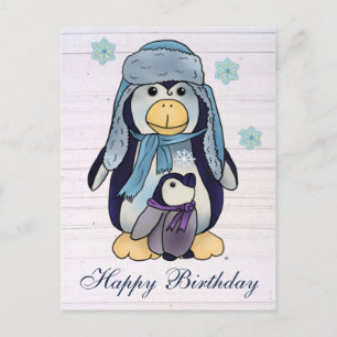 Pinguin mit Kind Vykort