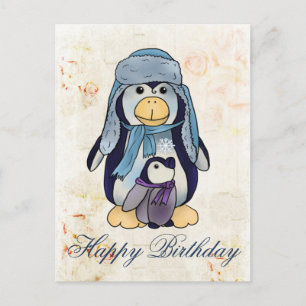 Pinguin mit Kind Vykort