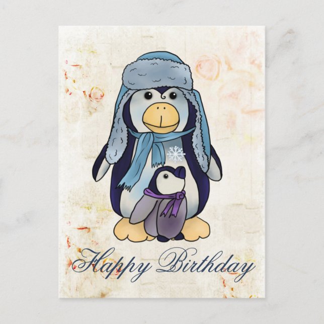 Pinguin mit Kind Vykort (Framsida)