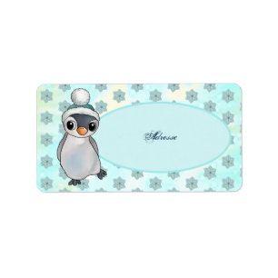 Pinguin mit Mütze Adressaufkleber Adressetikett