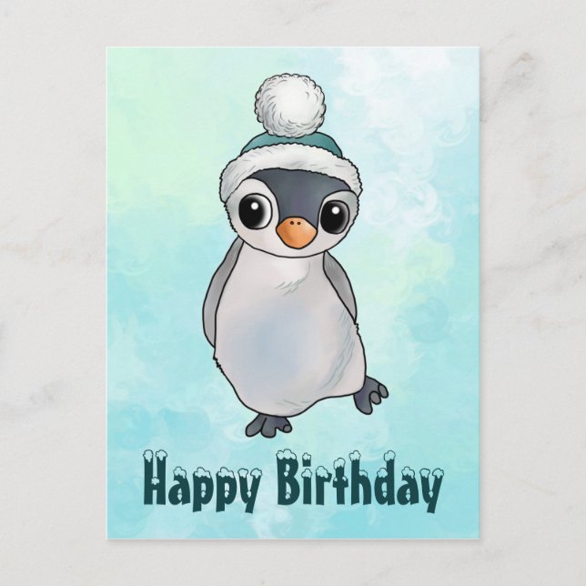 Pinguin mit Mütze Vykort (Framsida)