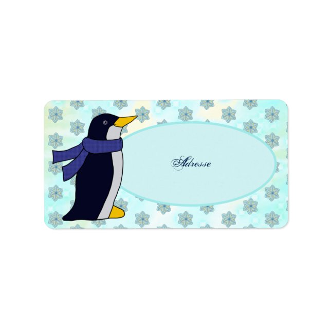 Pinguin mit Schal Adressaufkleber Adressetikett (Framsidan)