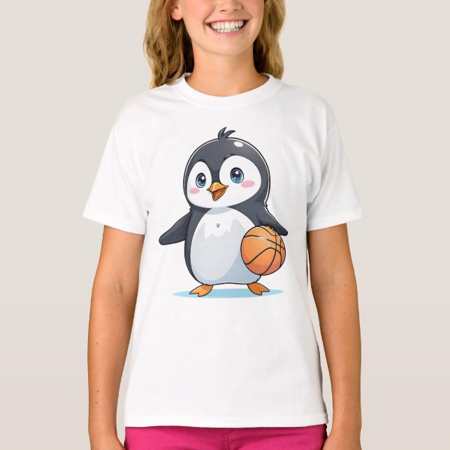 Pinguin Spela en basket T Shirt (Framsida)