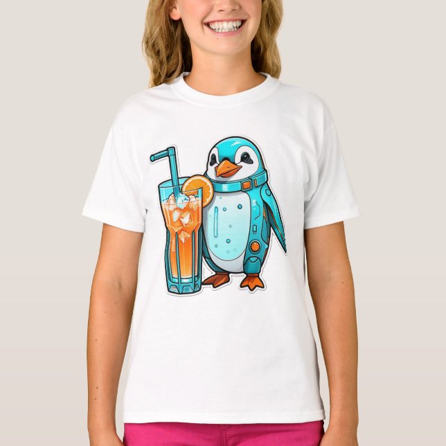 Pinguins Aqua Sips T Shirt (Framsida)