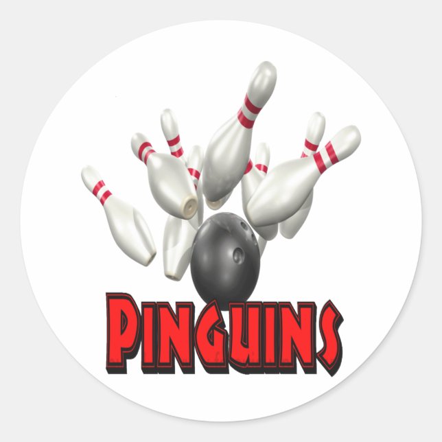 Pinguins Bowling Runt Klistermärke (Framsida)
