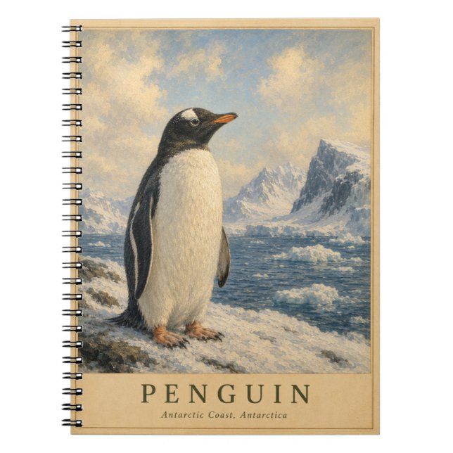 Pingvin Antarktis kust VINTAGE Anteckningsbok (Framsidan)