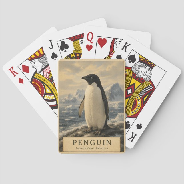 Pingvin Antarktis kust VINTAGE Casinokort (Baksidan)
