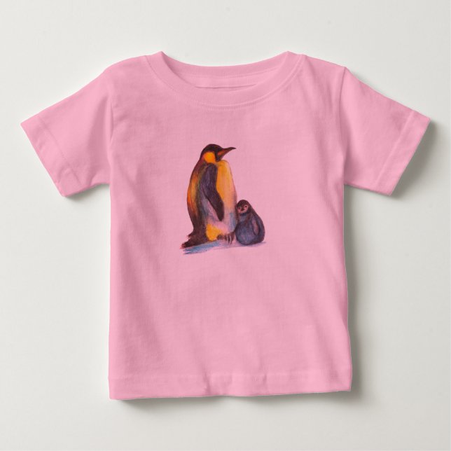 Pingvin Baby Tutu Bodysuit, Rosa Tee Shirt (Framsida)