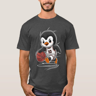 Pingvin Basketspelare Nummer 10 Dribblar kul T Shirt