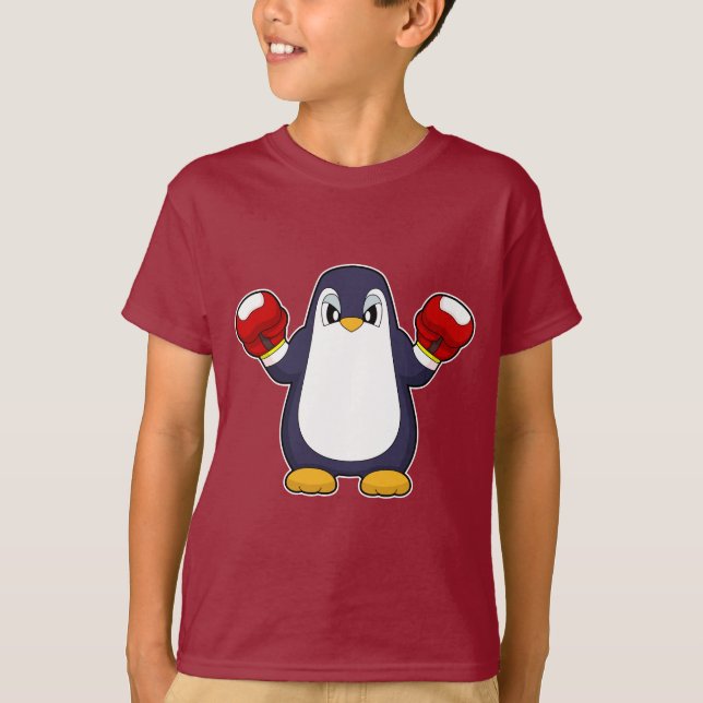 Pingvin Boxare Boxningshandskor Boxning T Shirt (Framsida)