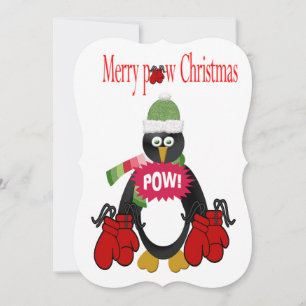 Pingvin Boxning Pow Jul Platt Greetingkort Kort