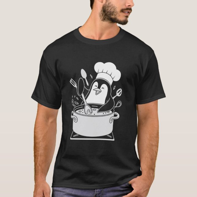 Pingvin Chef Koklöffel Kulinarisk Glädje T Shirt (Framsida)