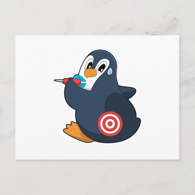 Pingvin Dart Pil Darttavla Vykort (Framsida)