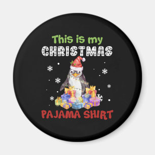 Pingvin Det här är min jul pyjamas skjorta Magnet