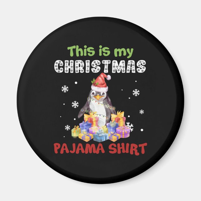 Pingvin Det här är min jul pyjamas skjorta Magnet (Framsidan)