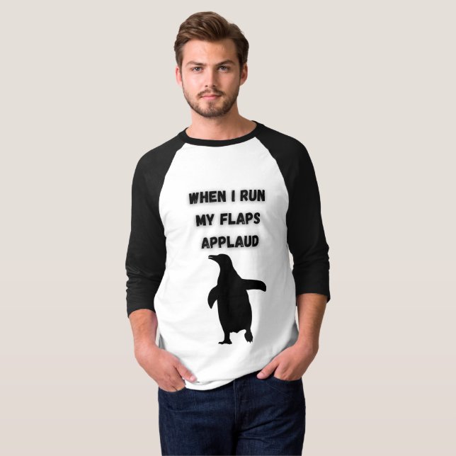 pingvin flaxar applåderar olämpligt pinsamt t shirt (Hel framsida)