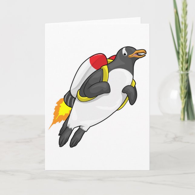 Pingvin Flyger Jetpack Kort (Framsida)