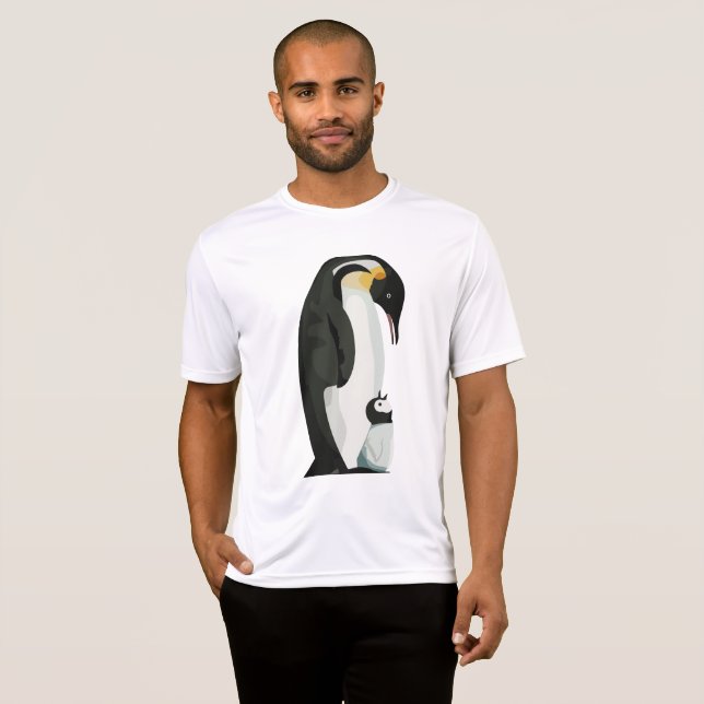 Pingvin Förälder och Unge Bindning Konst T Shirt (Hel framsida)