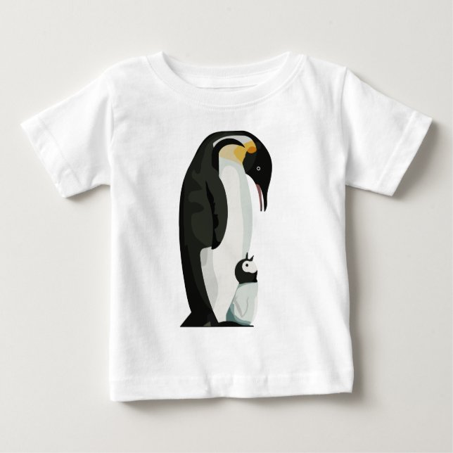 Pingvin Förälder och Unge Bindning Konst T Shirt (Framsida)