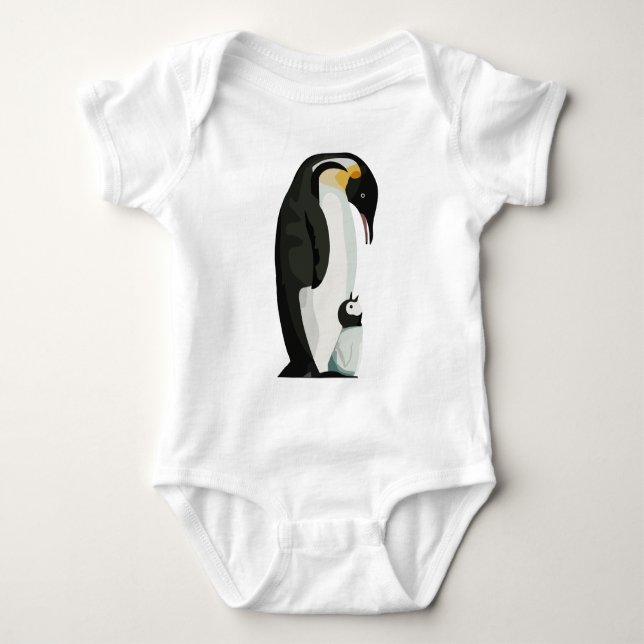 Pingvin Förälder och Unge Bindning Konst T Shirt (Framsida)