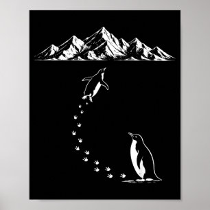 Pingvin går ensam till bergen nihilistisk fågel poster