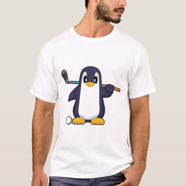 Pingvin Golf Golfklubb T Shirt (Framsida)