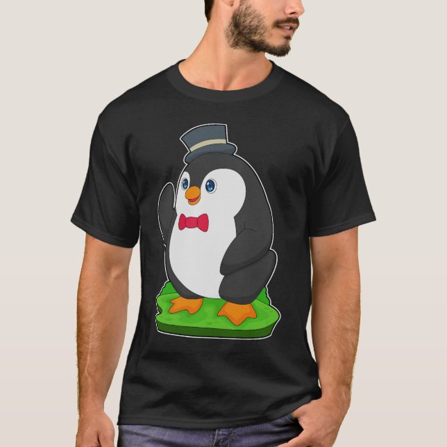 Pingvin Groom Smörslinga Bröllop T Shirt (Framsida)