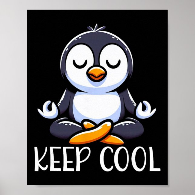 Pingvin håll dig cool Yoga Meditation  Poster (Framsidan)