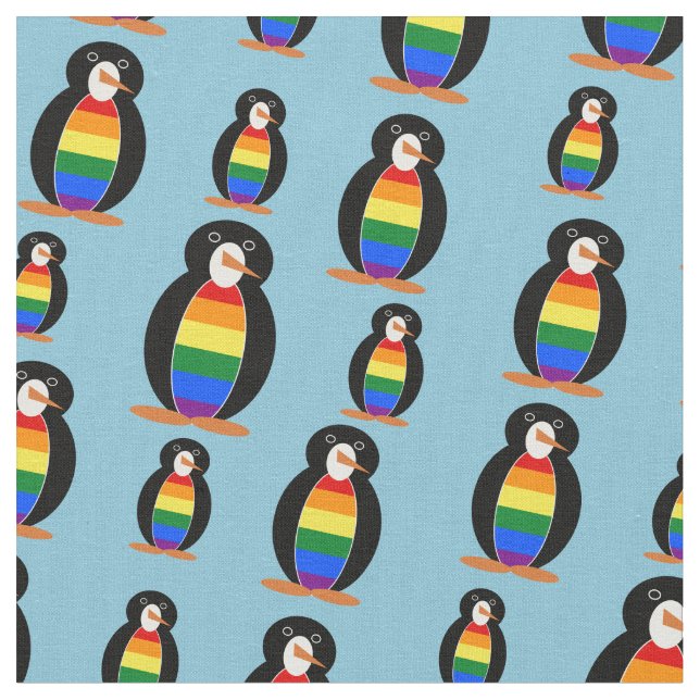 Pingvin iklädd HBTQ-regnbågsflaggan Tyg (Närbild)