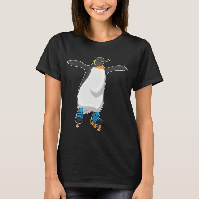 Pingvin Inline rullskridskor Rullskor T Shirt (Framsida)