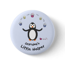 Pingvin jonglerar med cupcakes liten hjälpare blå