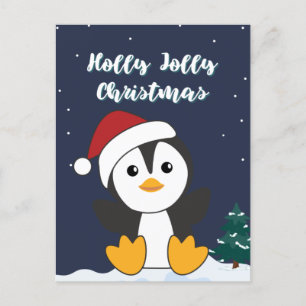 Pingvin jul snö vinter djur pingviner hol helg vykort