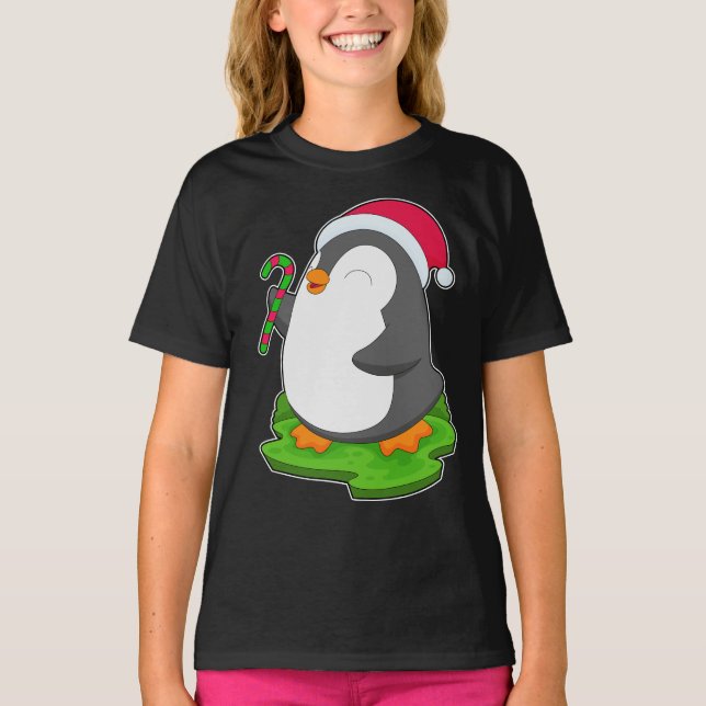 Pingvin jul tomtehatt t shirt (Framsida)