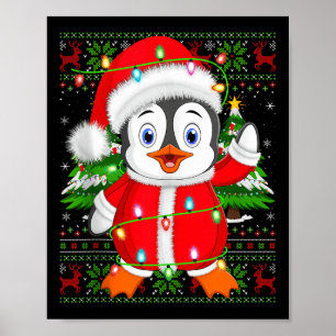 Pingvin julbelysning Tomte kostym ful jultröja Poster