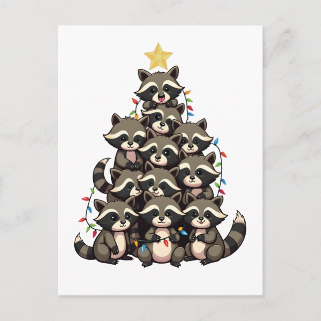 Pingvin Julgran God Jul Xmas  Inbjudan Vykort (Framsida)