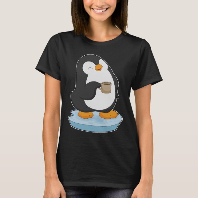 Pingvin kaffekopp t shirt (Framsida)