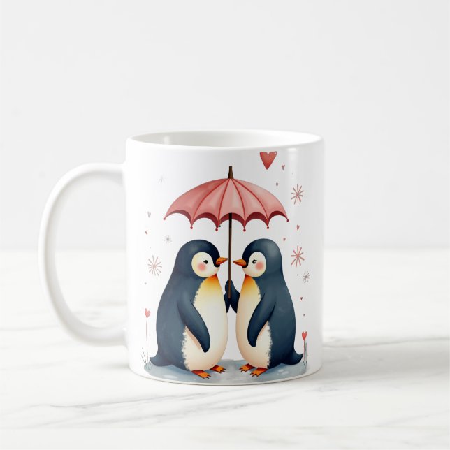 Pingvin kärlek kaffemugg (Vänster)