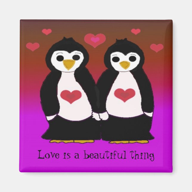 Pingvin Kärlek Magnet (Framsidan)