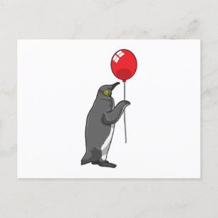 Pingvin med ballong vykort