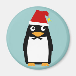 Pingvin med den Santa hatten Magnet
