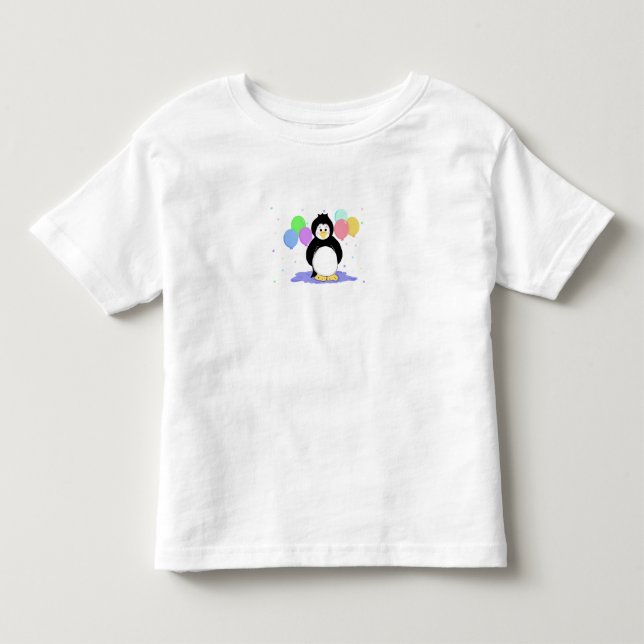Pingvin med färgglada ballonger t shirt (Framsida)