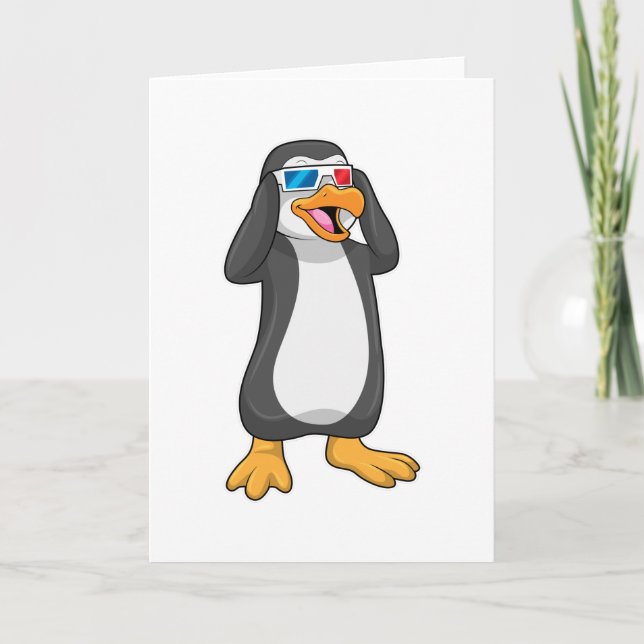 Pingvin med glasögon kort (Framsida)