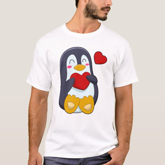 Pingvin med hjärta t shirt (Framsida)