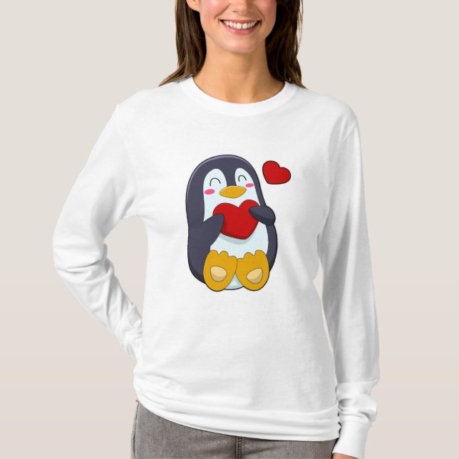 Pingvin med hjärta t shirt (Framsida)