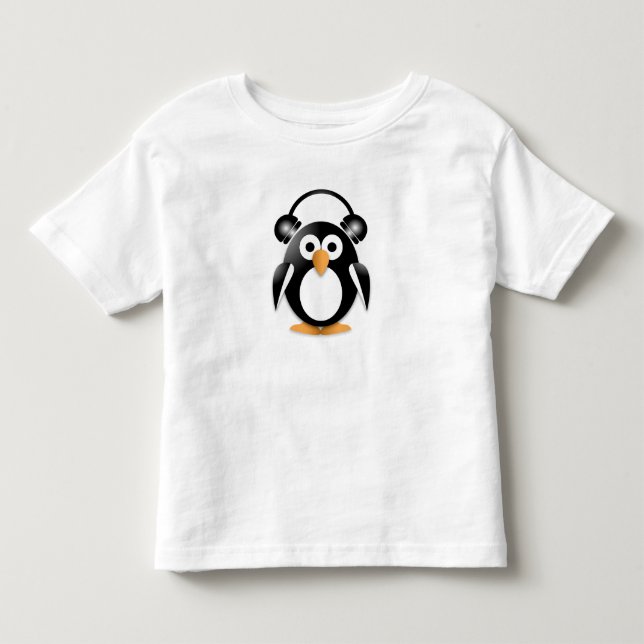 Pingvin med hörlurar t shirt (Framsida)