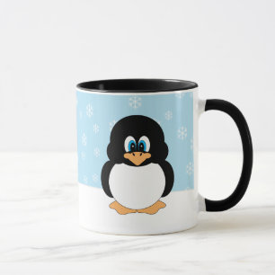 Pingvin med snöflingormuggen mugg