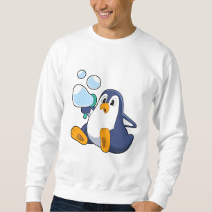 Pingvin med tvålbubblor.PNG Lång Ärmad Tröja