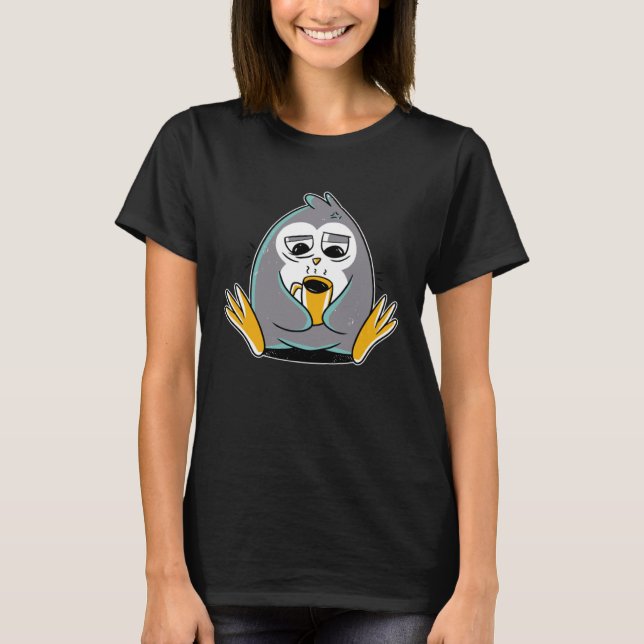 Pingvin Morgon Kaffe Sömn T Shirt (Framsida)